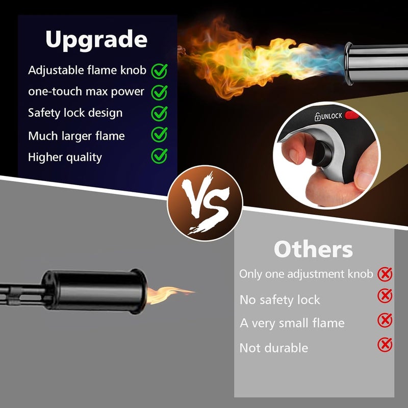 ARTFLAMM Powerful Propane Torch Gun, Flamethrower with Turbo Mode, Charcoal Torch Lighter with Safety Lock, Kitchen Blow Torch for Cooking, BBQ, Searing Steak, Grill(Tank Not Included) - Image 3